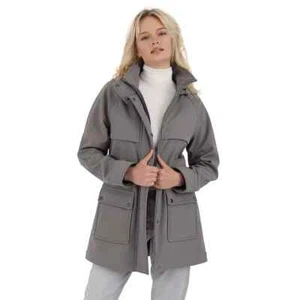 Nine West Soft Shell Jacket Hood Front Pockets Gray Women's Size SMALL NEW NWT - Picture 1 of 21