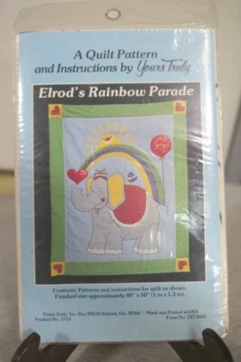 全新 Yours Truly 婴儿床被子图案 "Elrod's Rainbow Parade" #3753 美国制造 — 第 1/3 张图片