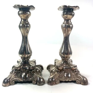 Vtg Padre Pio Mass Altar Silver Candle Holders Antique Candlesticks WMA Rogers - Picture 1 of 9