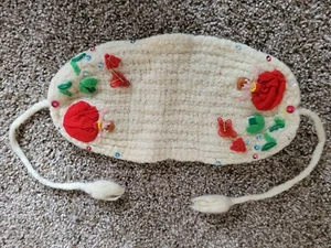 Vintage Youth Beaded Truly Regal Virgin Wool Muffler Face Mask Winter Cap Japan - Picture 1 of 6