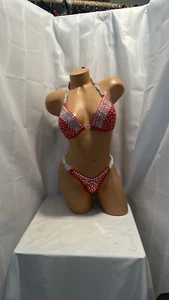 NPC PRO-CUT COMPETITION Red WELLNESS BIKINI NWT CUP 34B Small BOTTOMS - Picture 1 of 5