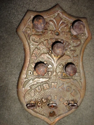 VINTAGE PENINSULAR FURNACE HEAVY CHROMIUM STEEL DRAFT CHECK PLATE - Image 1 of 4