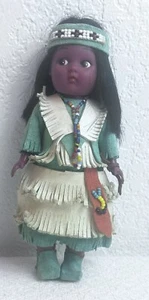 Vintage Handcrafted Native American Doll Leather, Hair, Beads w/ Baby Carlson - Picture 1 of 4