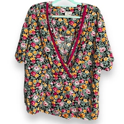 Vintage In Cinq Women's Multicolored Blouse Blazer Plus Size 2X Double Breasted - Image 1 of 4