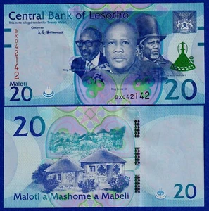 Lesotho 20 Maloti (2021/2022) P-22d - UNC Note - Picture 1 of 3