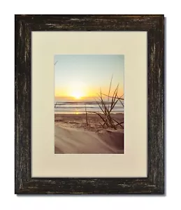 11x14 rustikaler schwarzer Rahmen mit Glas & einzelner warmweißer Matte für 8,5x11 - Bild 1 von 4