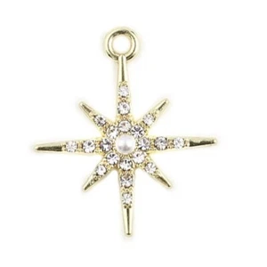 5 Gold Tone Galaxy Star Shaped Pendant Charms with Clear Rhinestone Detail - Picture 1 of 1