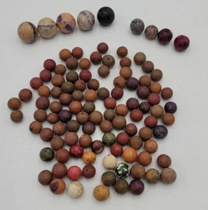 109 ANTIQUE CIVIL WAR ERA CLAY MARBLES LARGE LOT MANY COLORS - Picture 1 of 5