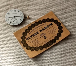 EXTRA FINE ULYSSE NARDIN ENAMEL DIAL STEM AT 3 POCKET WATCH MOVEMENT AND PAPER - Picture 1 of 9