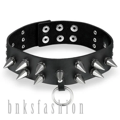 Gargantilla de cuero con tachuelas de punk rock gótico cuello remache motociclista collar gargantilla Foto 1 de 4