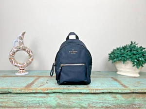 KATE SPADE CHELSEA NYLON MINI MOCHILA PEQUEÑA NEGRO BOLSO DE VIAJE MONEDERO - Imagen 1 de 9