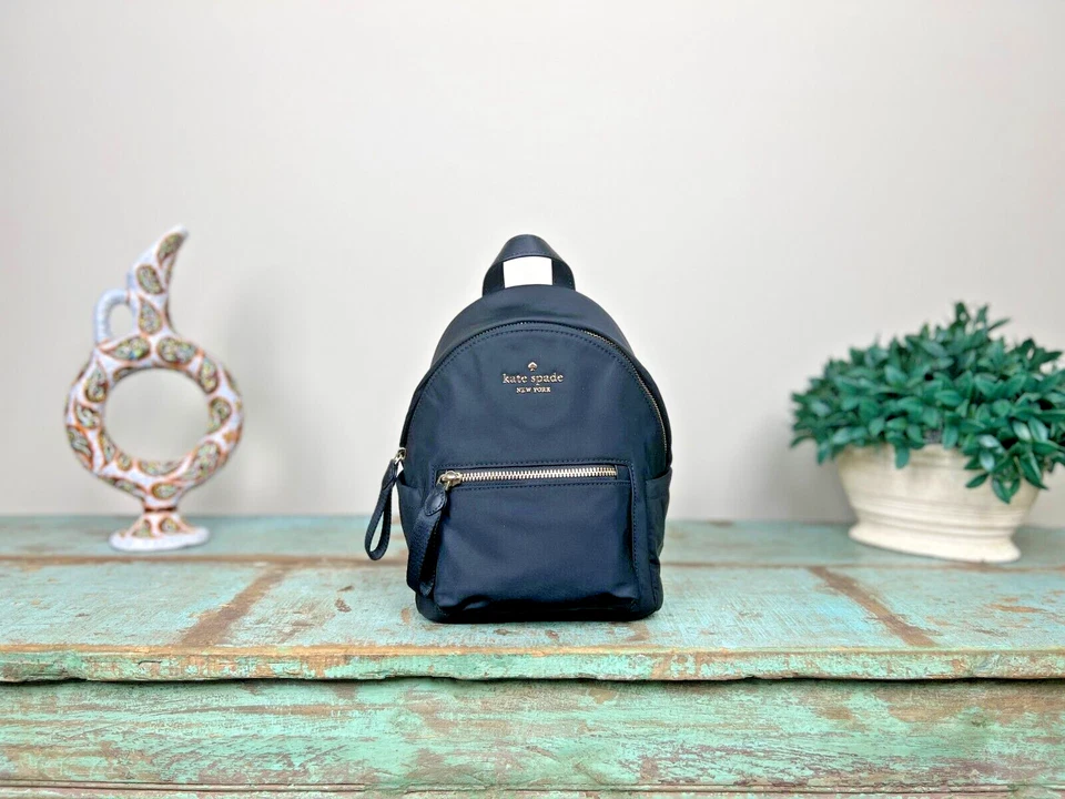 KATE SPADE CHELSEA NYLON MINI SMALL BACKPACK BLACK TOTE TRAVEL BAG PURSE - Image 1 of 4