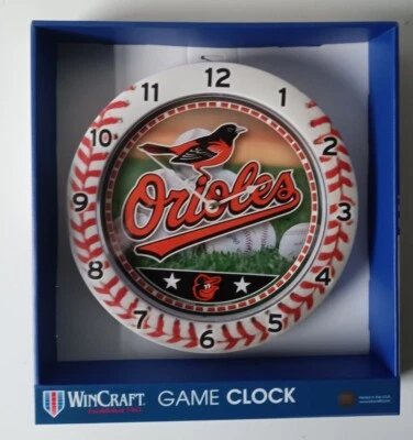 BALTIMORE ORIOLES GAME CLOCK 11" Plastic Round Wall Clock [NEW] - Image 1 of 2