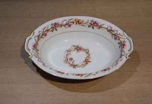 Vintage Cynthia Sango China Oval Serving Bowl Occupied Japan Floral Golden Trim - Picture 1 of 7