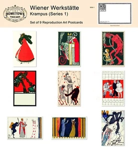 Wiener Werkstatt: Krampus (Serie 1) - Menge (9) seltene Repro Postkarten - Bild 1 von 1