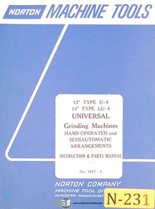 Norton 12" U-4 & 14" LU-4, rettificatrice, manuale istruzioni e 1017-4 ricambi - Foto 1 di 5