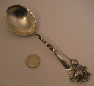 Cuchara para servir WHITING de plata esterlina con mango torcido HECHA A MANO #26 Foto 1 de 4