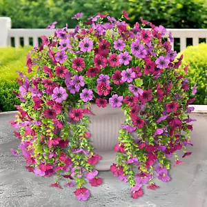 Artificial Hanging Flowers for Outdoors Spring Decoration, 2PCS Silk Fake Daisy - Picture 1 of 12