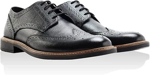 Redfoot Mens Black Real Leather Embossed Gibson Brogues Shoes UK 7 - Picture 1 of 5