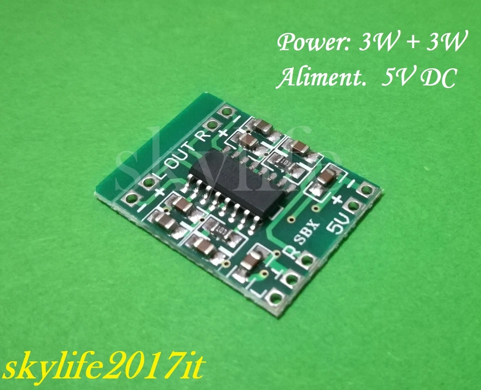 AMPLIFICATORE PAM8403 AUDIO STEREO DIGITALE MINI 3W + 3W 5V MODULO 2 Canali - Immagine 1 di 1