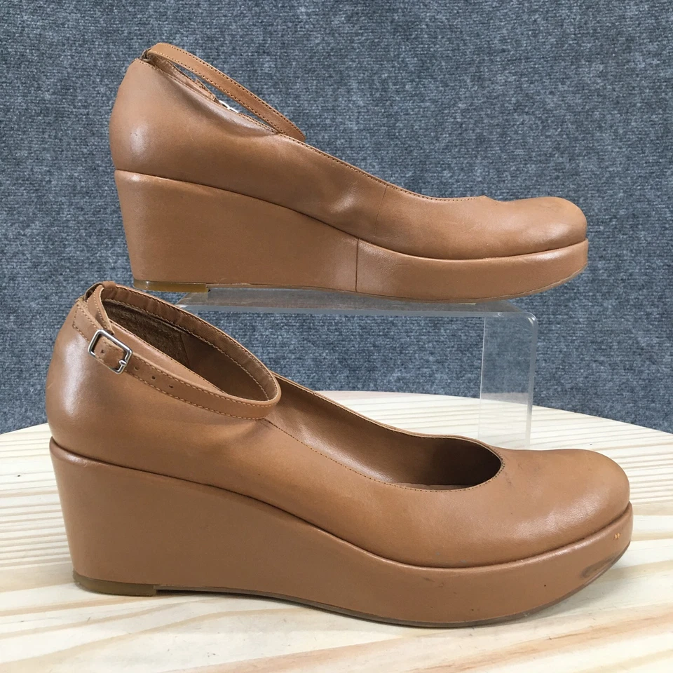 BCBGirls Tacones Mujer 8.5 B Plataforma Marrón Correa al Tobillo Punta Redonda Tacones de Cuña Foto 1 de 4