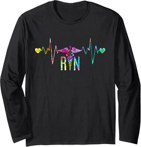 Lovely RN Registered Nurse Tie Dye - Nurse Tshirts for Women Long Sleeve T-Shirt - Picture 1 of 8