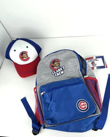 MLB Chicago Cubs Clark's Crew Mascot Backpack Autograph Book Baseball Hat Cap Cover