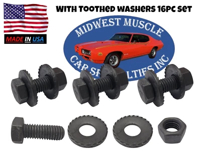 Болты регулировки рамы кронштейна бампера 58-81 GM 1-1/4 дюйма NOSR и зубчатые шайбы EK - Изображение 1 из 4