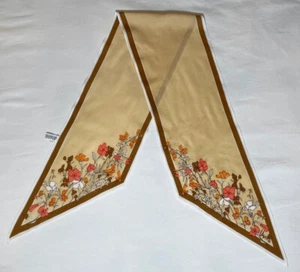 Vintage 1980s Vera Tan Polyester Scarf Delicate Floral Pink Orange White - Picture 1 of 4