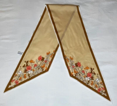 Винтажный 1980-х Вера желтовато-коричневый шарф из полиэстера нежный цветочный розовый оранжевый белый - Изображение 1 из 4