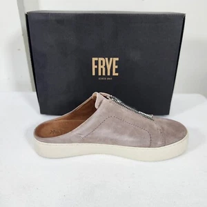 Frye Lena Zip Low Slip On Sneakers Shoes Mules Leather Suede Dusty Rose Sz 8 NEW - Picture 1 of 9