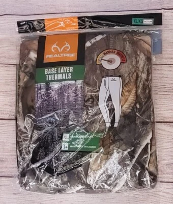 Realtree Mens Performance Thermal Camo Bottom Size XL Base Layer Pants New - Image 1 of 4