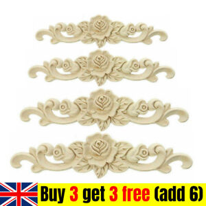 Wooden Carved Applique DIY Furniture Unpainted Mouldings Decal Onlay Home Decor