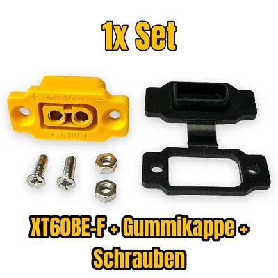 1x Goldstecker XT60BE-F Einbaustecker mit Gummikappe Buchse Female XT60 Lipo RC - Bild 1 von 4