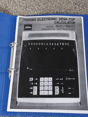 TOSHIBA BC-1611 ELECTRONIC DESKTOP CALCULATOR OPERATING INSTRUCTIONS MANUAL  - Image 1 of 4