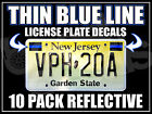 10 PACK THIN BLUE LINE License Plate Decals Stickers FOP Police PBA Trooper