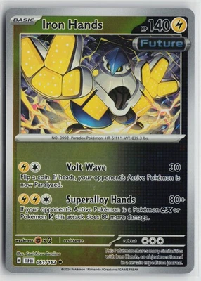 Pokemon Iron Hands 061/162 SV05: Temporal Forces Reverse Holo card - Image 1 of 2