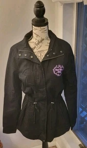 Nwt Disney Villains Bad Vibes Only  Jacket Womens XS Black Anorak Full Zip  - Picture 1 of 16