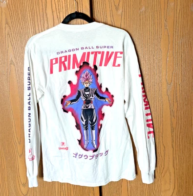 DRAGON BALL SUPER WHITE LONG SLEEVE SHIRT SIZE M GOKU BLACK SUPER SAIYAN ROSE` - Image 1 of 4
