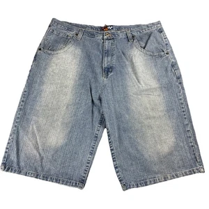 Vtg Y2K Raw Blue Skater Shorts Mens 44 Baggy Denim 16” Inseam Grunge Wide Leg - Picture 1 of 17