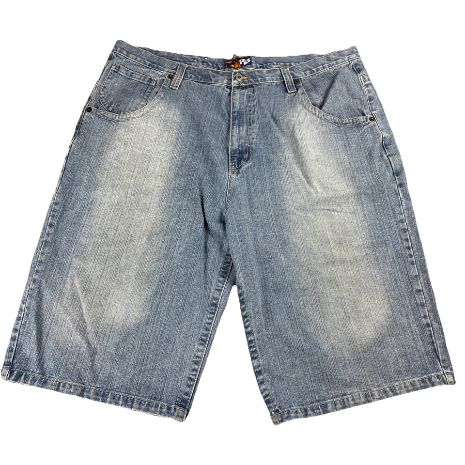 Vtg Y2K Raw Blue Skater Shorts Mens 44 Baggy Denim 16” Inseam Grunge Wide Leg - Image 1 of 4