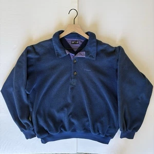Patagonia Vintage Fleece 1/4 Button Pullover Women’s  L Blue Purple USA Made - Picture 1 of 15