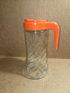 Pitcher Swirled Glass Orange Lid 1970's Anchor Hocking TANG 36 oz. - Picture 1 of 10