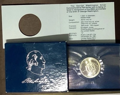 1982-D Silver Proof Commemorative Washington Half Dollar - In OGP - Image 1 of 4