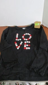 Crazy 8 ~ schwarzes Langarm Love T-Shirt Oberteil Mädchen XS (4) ~ neu mit Etikett (cw) - Bild 1 von 4