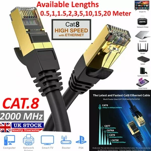 Ethernet Kabel RJ45 Cat8 40GBPS Netzwerk Gold Super Schnell LAN Leitung SSTP Patch SET - Bild 1 von 12