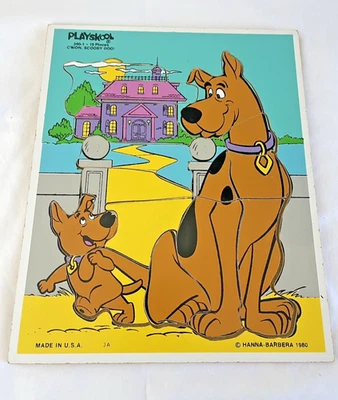 Vintage Playskool Wooden Puzzle C'Mon Scooby Doo Scrappy Doo 15pcs 340-1  1980 - Image 1 of 4