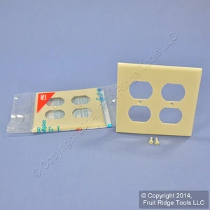 Leviton 80716-I Ivory 2-Gang Duplex Outlet Unbreakable Nylon Wallplates 2pcs - Picture 1 of 7