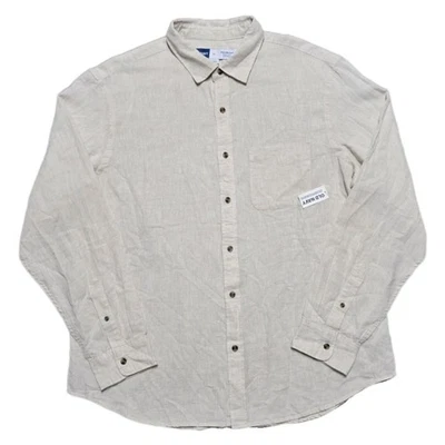 Camisa Abotonada Antigua Azul Marino Everyday Mezcla de Lino Para Hombres XL Manga Larga Calce Regular Foto 1 de 4