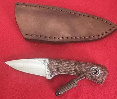Andy Roy Custom Fiddleback Forge Fixed Blade Knife, 2-Finger Karda, Burlap, - Image 1 of 4